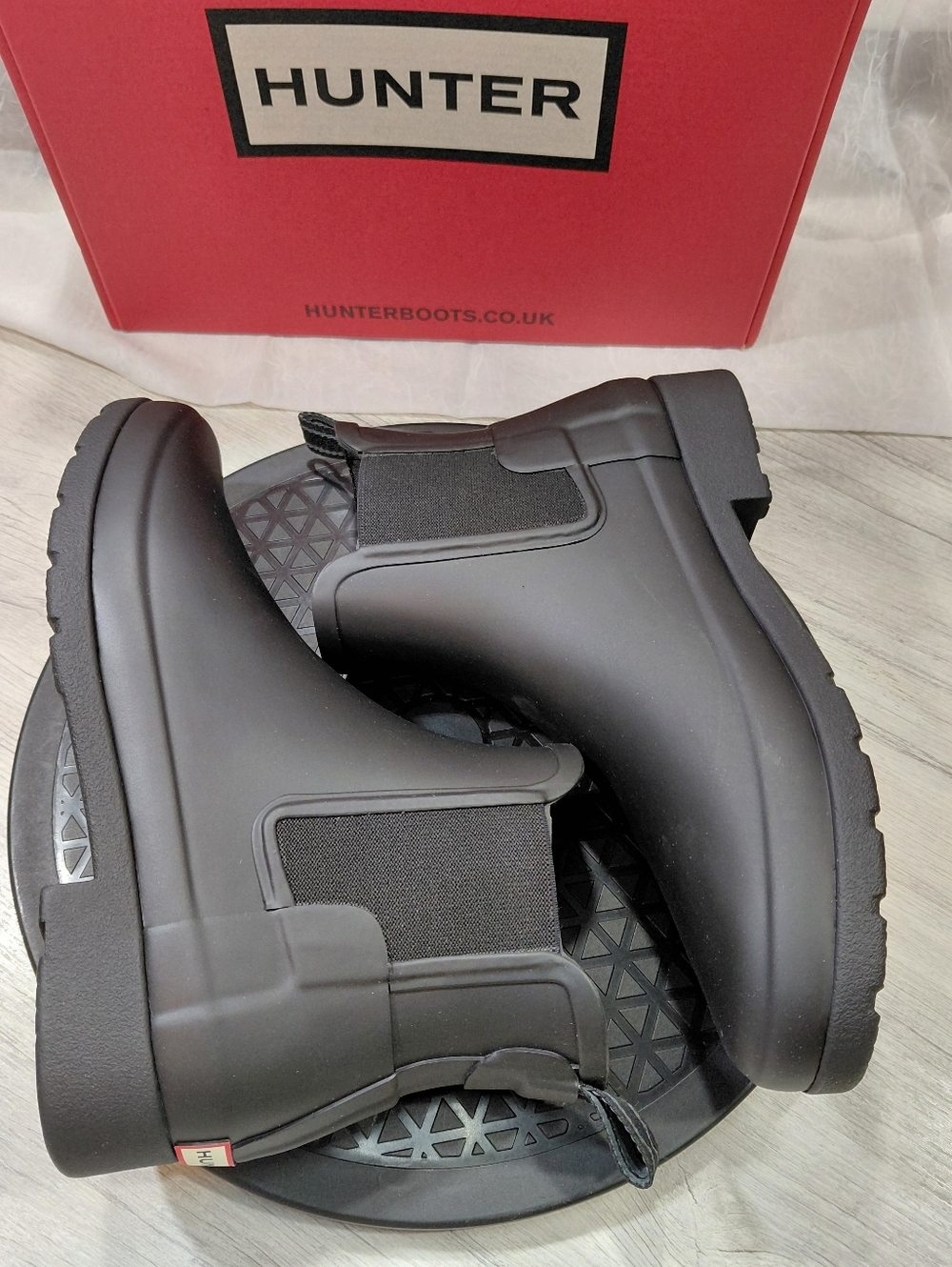 NEW Hunter Womens Refined Matte Black Chelsea Rain Ankle Boots SIZE 7 - Picture 9 of 14